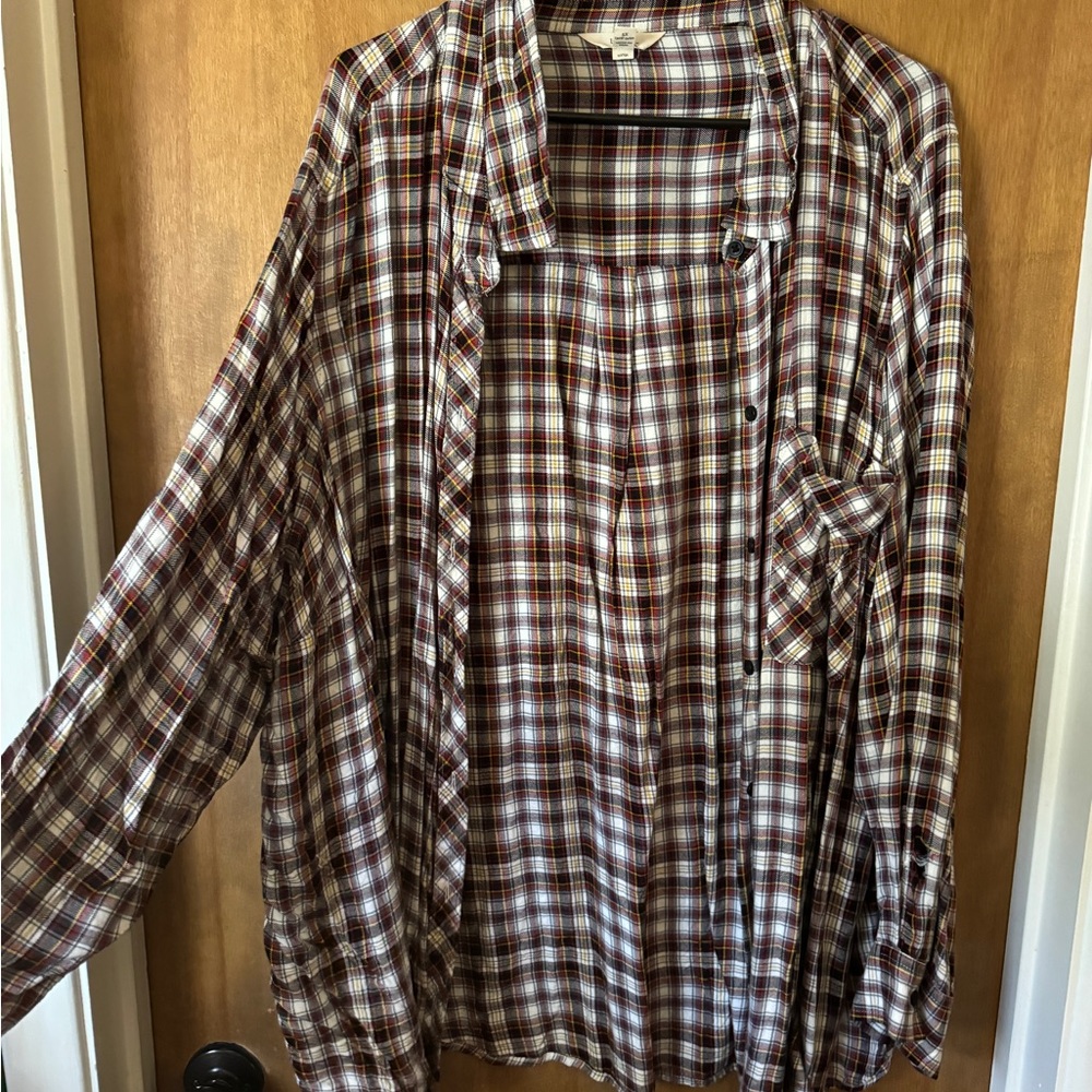 Terra & Sky Red and Yellow Plaid Shirt